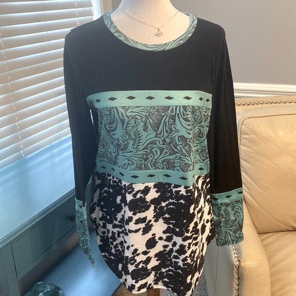 A touch of Western long sleeve jersey top - Picture 1 of 3